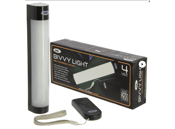 NGT Bivvy light - Oppladbar teltlykt Powerbank - Fjernkontroll - Nattlys