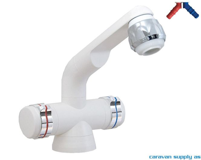 Hovedbilde Blandebatteri Compact Ø33mm m/bryter hvit/sølv