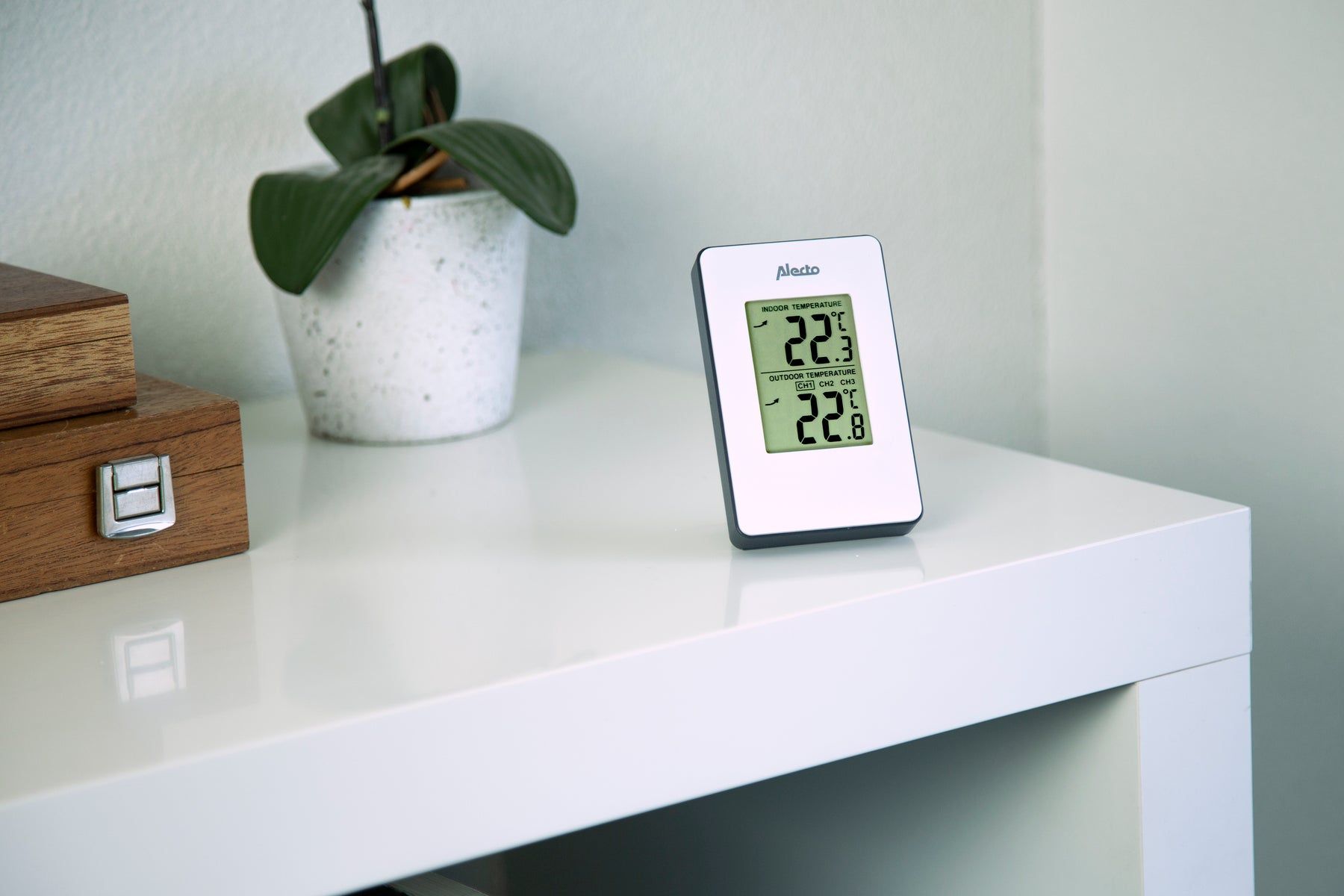 Termometer ute/inne Alecto med maks og minim. temp